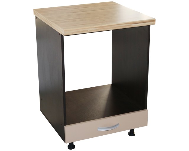 Corp pentru cuptor incorporabil cu sertar Zebra, Wenge/Cappuccino , cu blat artar, 60 x 85 x 60 cm